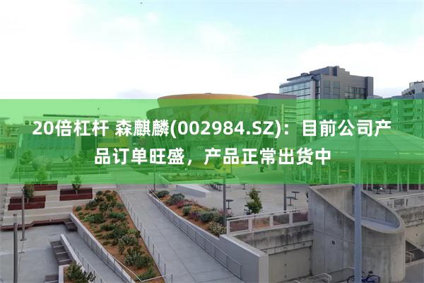 20倍杠杆 森麒麟(002984.SZ)：目前公司产品订单旺盛，产品正常出货中